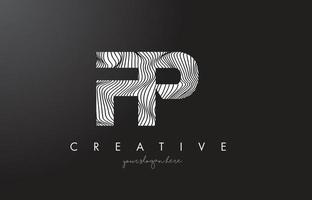 FP F P Letter Logo with Zebra Lines Texture Design Vector. vector