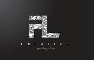 FL F L Letter Logo with Zebra Lines Texture Design Vector. vector