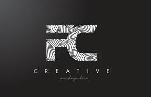 Logotipo de letra fc fc con vector de diseño de textura de líneas de cebra.