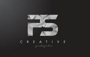 FS F S Letter Logo with Zebra Lines Texture Design Vector. vector