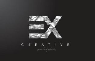 EX E X Letter Logo with Zebra Lines Texture Design Vector. vector