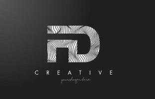 FD F D Letter Logo with Zebra Lines Texture Design Vector. vector