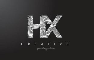 HX H X Letter Logo with Zebra Lines Texture Design Vector. vector