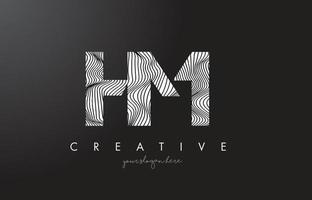 Logotipo de la letra de hm hm con vector de diseño de textura de líneas de cebra.