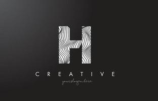 IH I H Letter Logo with Zebra Lines Texture Design Vector. vector