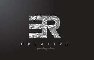 ER E R Letter Logo with Zebra Lines Texture Design Vector. vector