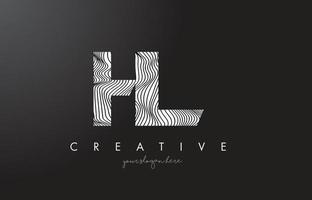HL H L Letter Logo with Zebra Lines Texture Design Vector. vector