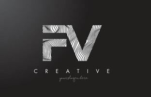 FV F V Letter Logo with Zebra Lines Texture Design Vector. vector