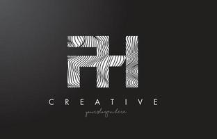 FH F H Letter Logo with Zebra Lines Texture Design Vector. vector