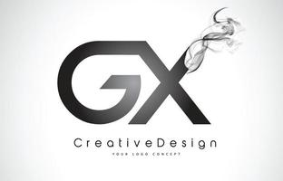 GX Letter Logo Design with Black Smoke. vector