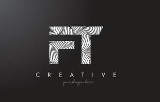 FT F T Letter Logo with Zebra Lines Texture Design Vector. vector