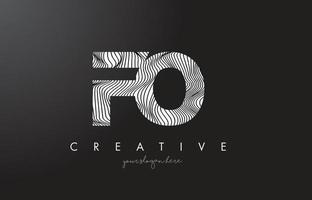 FO F O Letter Logo with Zebra Lines Texture Design Vector. vector