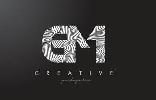 GM G M Letter Logo with Zebra Lines Texture Design Vector. vector