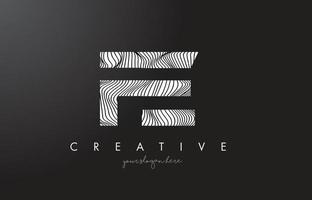 FE F E Letter Logo with Zebra Lines Texture Design Vector. vector