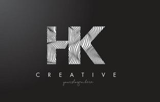 Logotipo de la letra de hk hk con vector de diseño de textura de líneas de cebra.