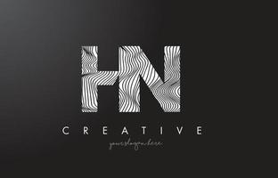 HN H N Letter Logo with Zebra Lines Texture Design Vector. vector