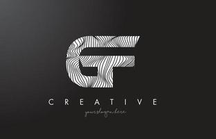 GF G F Letter Logo with Zebra Lines Texture Design Vector. vector
