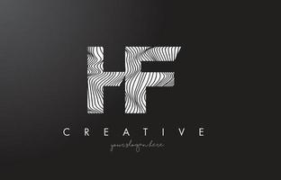 HF H F Letter Logo with Zebra Lines Texture Design Vector. vector