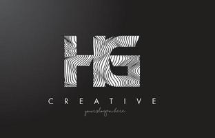 HG H G Letter Logo with Zebra Lines Texture Design Vector. vector