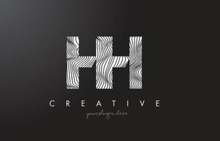 HH H H Letter Logo with Zebra Lines Texture Design Vector. vector