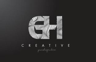 GH G H Letter Logo with Zebra Lines Texture Design Vector. vector
