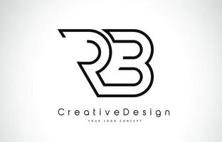 RB R B Letter Logo Design in Black Colors. vector