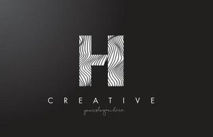 HI H I Letter Logo with Zebra Lines Texture Design Vector. vector