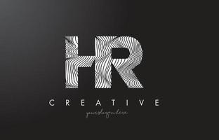 HR H R Letter Logo with Zebra Lines Texture Design Vector. vector