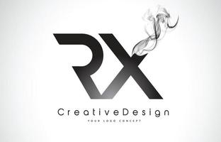 RX Letter Logo Design with Black Smoke. vector