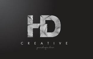 HD H D Letter Logo with Zebra Lines Texture Design Vector. vector