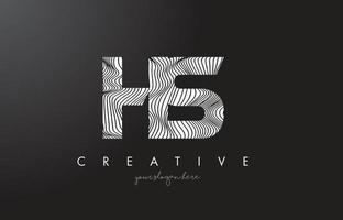 HS H S Letter Logo with Zebra Lines Texture Design Vector. vector