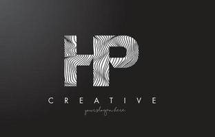 HP H P Letter Logo with Zebra Lines Texture Design Vector. vector