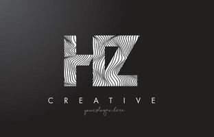 HZ H Z Letter Logo with Zebra Lines Texture Design Vector. vector