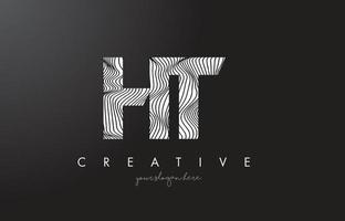 HT H T Letter Logo with Zebra Lines Texture Design Vector. vector