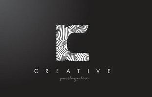 IC I C Letter Logo with Zebra Lines Texture Design Vector. vector