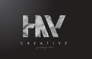 HW H W Letter Logo with Zebra Lines Texture Design Vector. vector