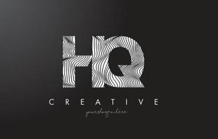 HQ H Q Letter Logo with Zebra Lines Texture Design Vector. vector