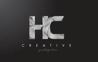 HC H C Letter Logo with Zebra Lines Texture Design Vector. vector