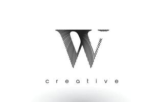 W Logo Design With Multiple Lines and Black and White Colors. vector