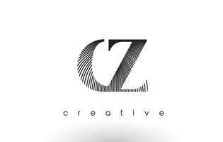 CZ Logo Design With Multiple Lines and Black and White Colors. vector