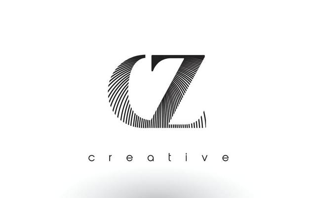 CZ Logo Design With Multiple Lines and Black and White Colors.