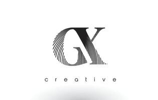 GX Logo Design With Multiple Lines and Black and White Colors. vector