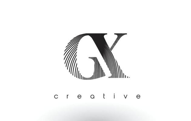 GX Logo Design With Multiple Lines and Black and White Colors.