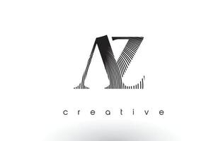 AZ Logo Design With Multiple Lines and Black and White Colors. vector