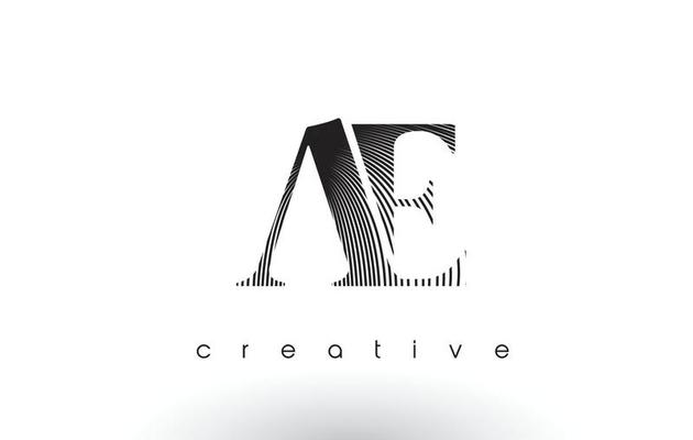 AE Logo Design With Multiple Lines and Black and White Colors.