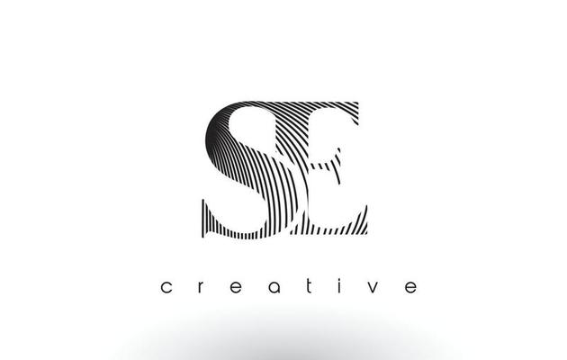 SE Logo Design With Multiple Lines and Black and White Colors.