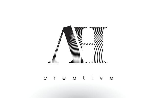 AH Logo Design With Multiple Lines and Black and White Colors.