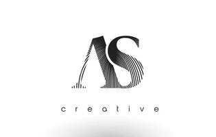 AS Logo Design With Multiple Lines and Black and White Colors. vector