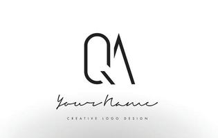 QA Letters Logo Design Slim. Creative Simple Black Letter Concept. vector