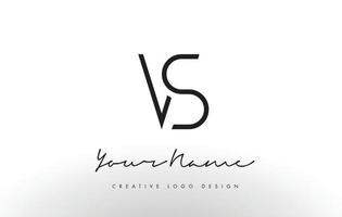 vs diseño de logotipo de letras delgado. concepto creativo simple letra negra. vector